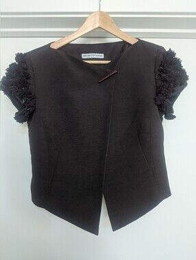 Emporio ARMANI Brown Structured Short Sleeve Blouse